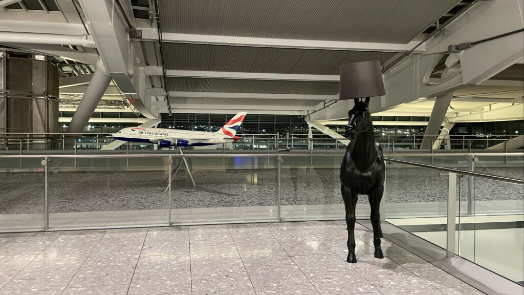 British Airways Model Plane and Horse at London Heathrow